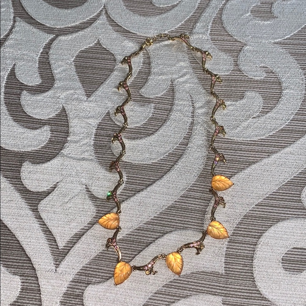Gold pink and orange statement necklace
